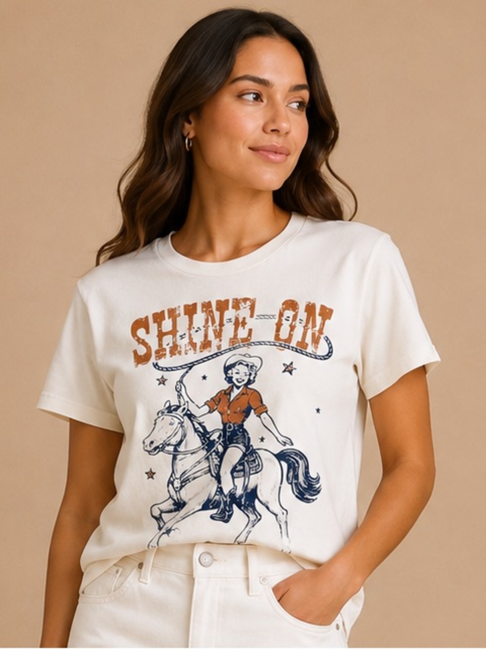 District Shine On Cowgirl Graphic Tee M Western Rodeo Horse T Shirt